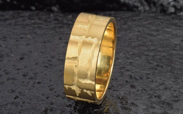 Unique Men's Wedding Band 14K Solid Gold