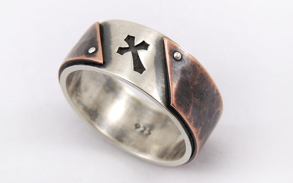 Rustic Cross Men's Ring