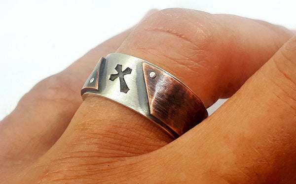 Rustic Cross Men's Ring