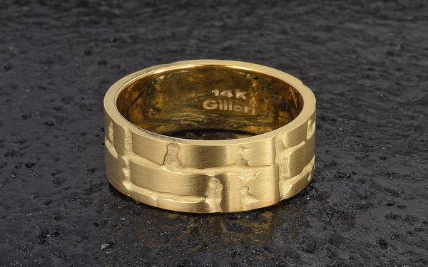Unique Men's Wedding Band 14K Solid Gold