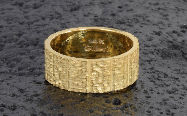 Textured 14K gold wedding band ring