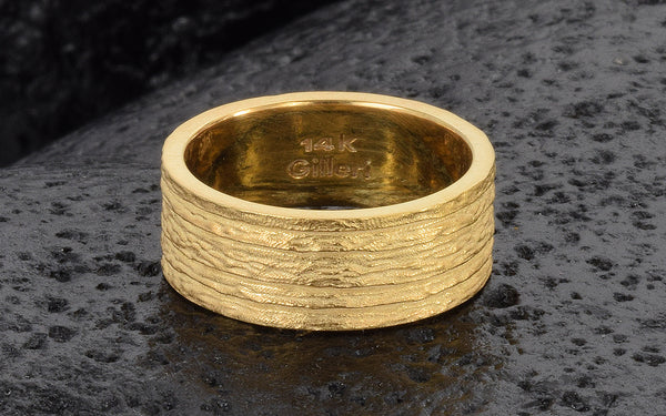 Gold tree bark wedding ring