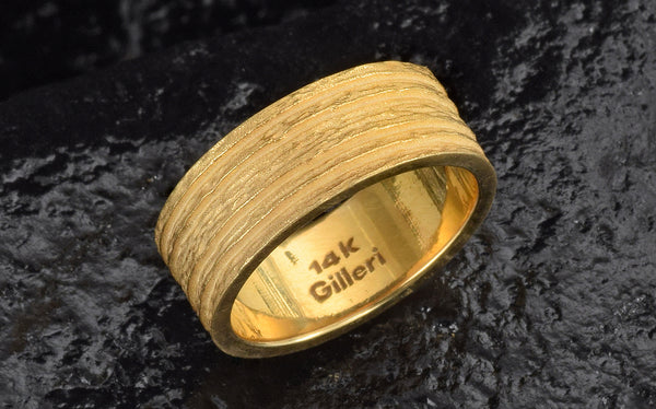 Gold tree bark wedding ring