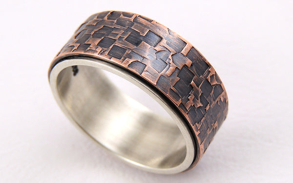 Unique textured mens ring