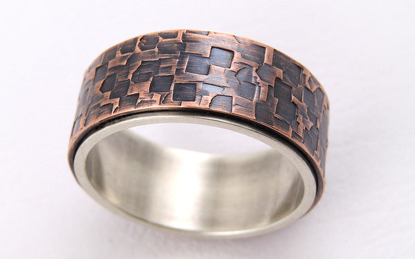 Unique textured mens ring