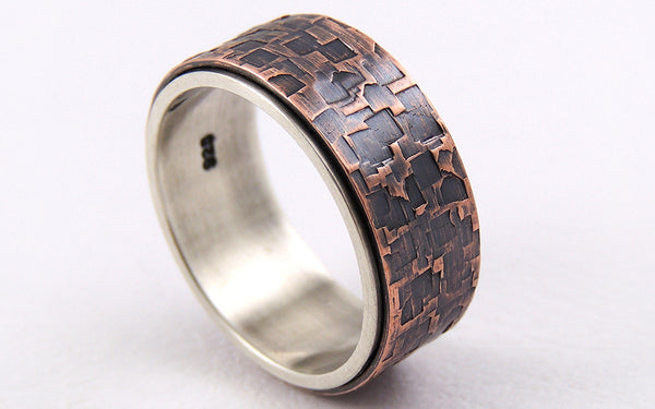 Unique textured mens ring