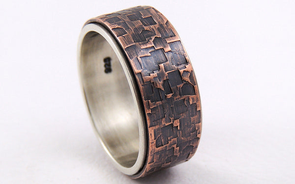 Unique textured mens ring