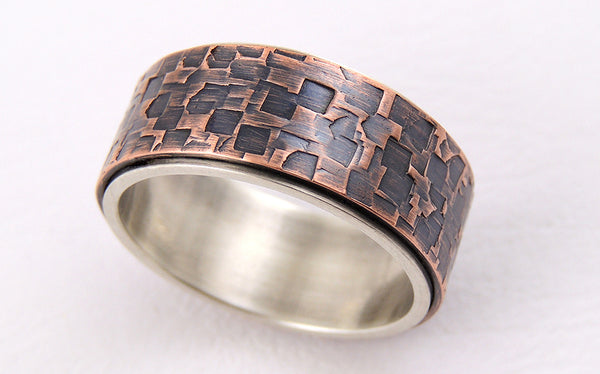 Unique textured mens ring