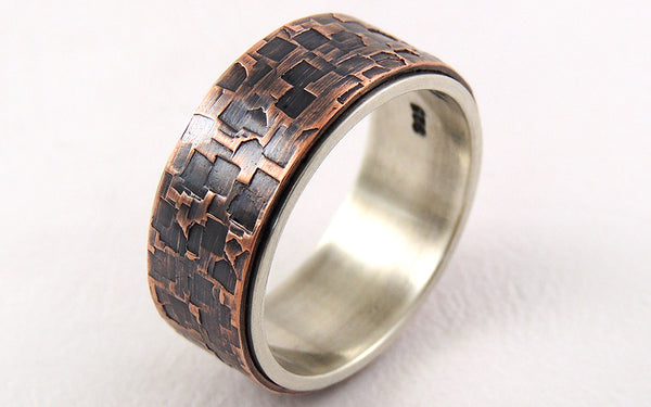 Unique textured mens ring