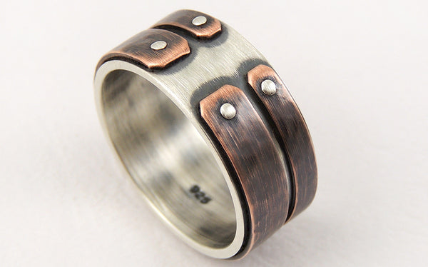 Industrial copper mens ring