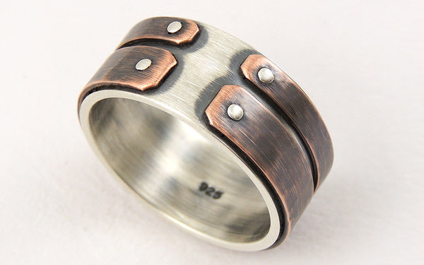 Industrial copper mens ring