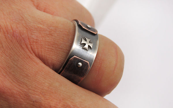 Men's Rustic Ring with Templar Cross