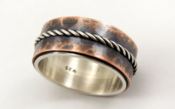 Mens Rustic Wedding Band - 7mm to 10mm