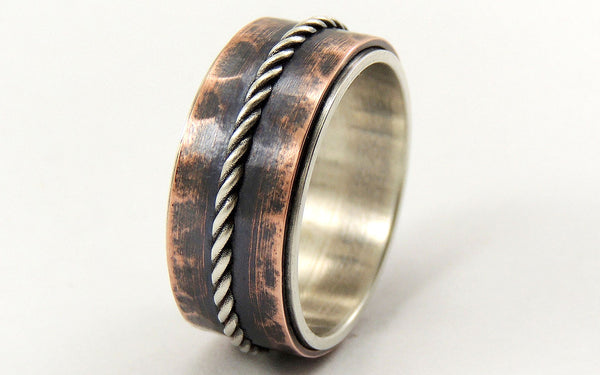 Mens Rustic Wedding Band - 7mm to 10mm