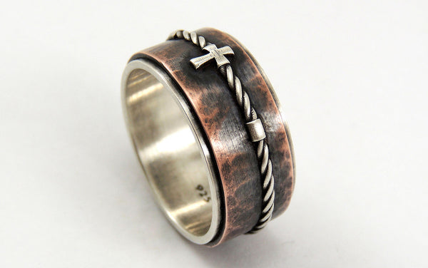 wedding band with cross