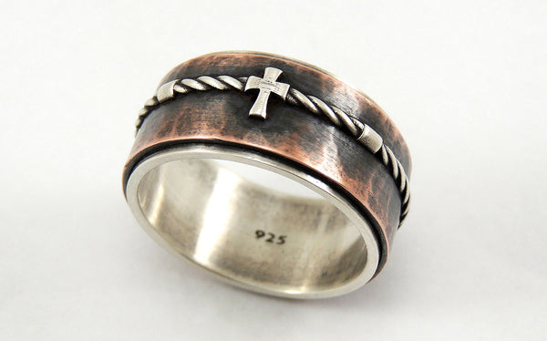mens viking ring with cross