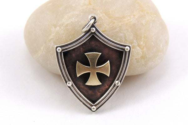 Templar Cross Pendant - Silver / Copper / 14K Gold