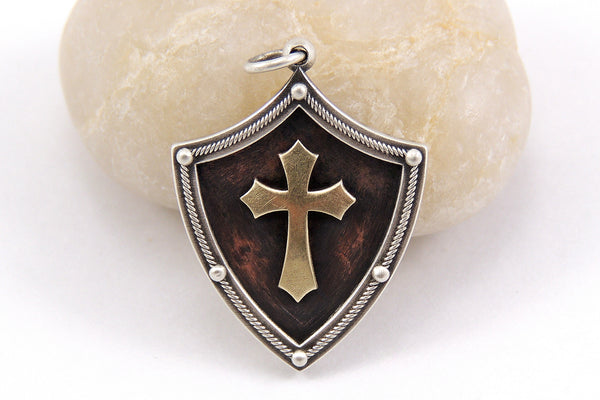 Antique Style Cross Pendant - 14K Gold / Silver / Copper