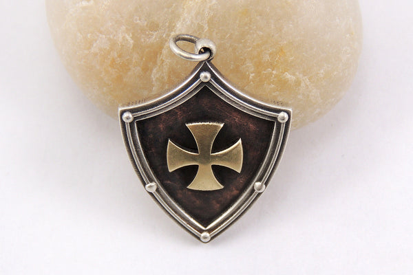 Templar Cross Pendant - Silver / Copper / 14K Gold