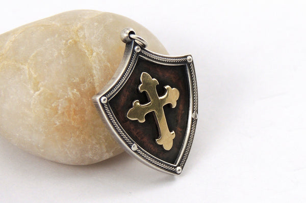 Cross Pendant for Men - Silver / Copper / 14K Gold