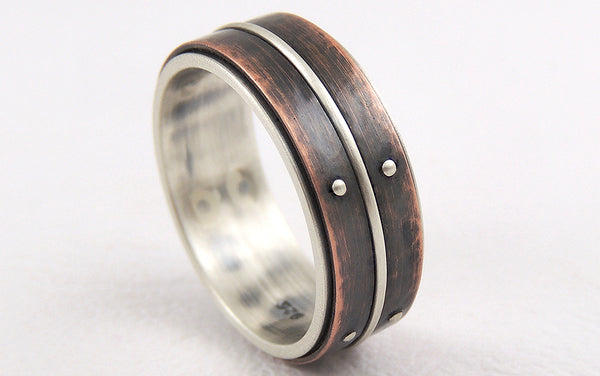 Handmade Men's Engagement Ring with a unique rustic character