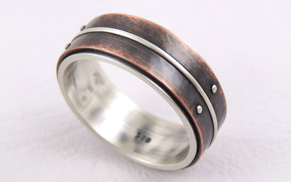 Handmade Men's Engagement Ring with a unique rustic character