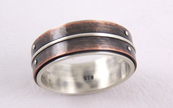 Handmade Men's Engagement Ring with a unique rustic character