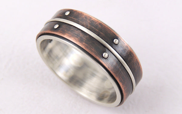 Handmade Men's Engagement Ring with a unique rustic character