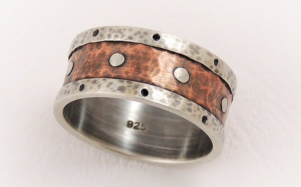 handmade mens wedding band silver and copper