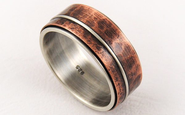 Two-tone Silver and Copper Men's Ring