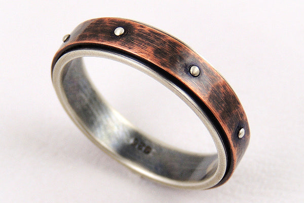 Rustic wedding band for men or woman