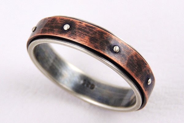 Rustic wedding band for men or woman