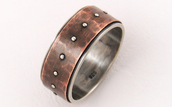 Silver Copper Unique Engagement Ring uniquely handmade to get this rustic character