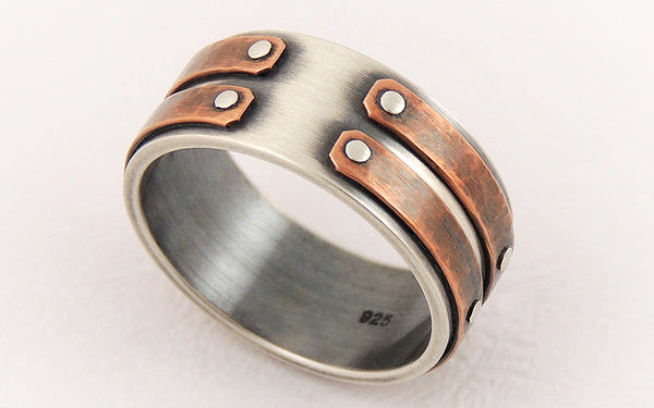 Silver Copper Unique Men Ring Viking style