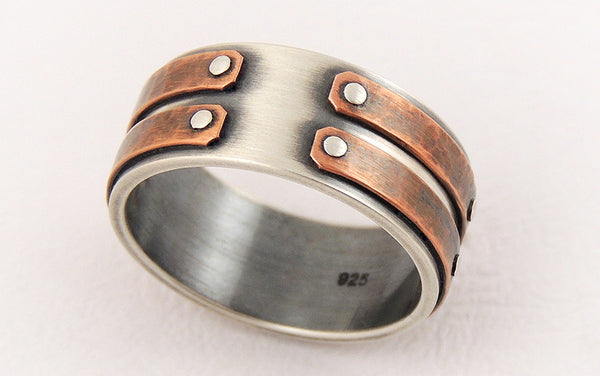 Silver Copper Unique Men Ring Viking style