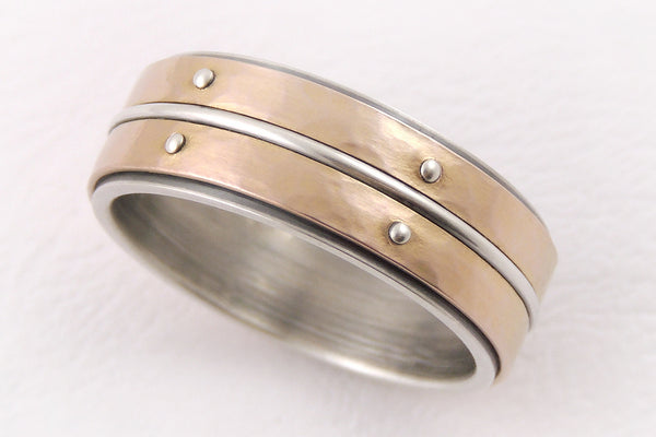 Unique silver gold wedding band