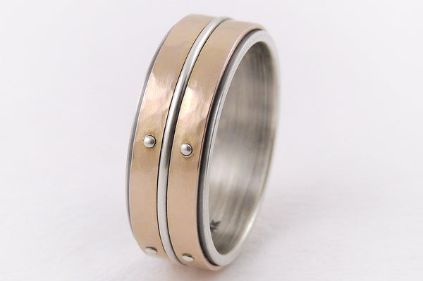Unique silver gold wedding band