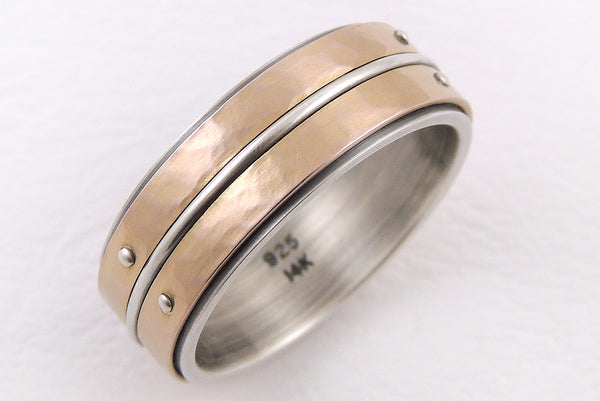 Unique silver gold wedding band