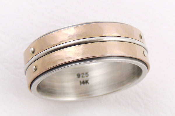 Unique silver gold wedding band