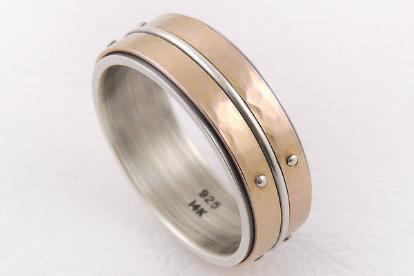Unique silver gold wedding band