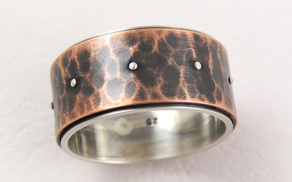 Unique wide mens ring