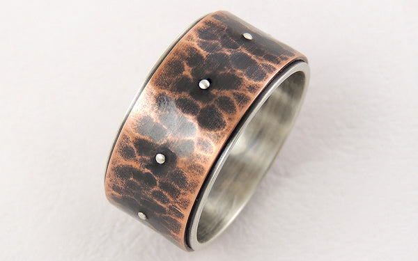 Unique wide mens ring