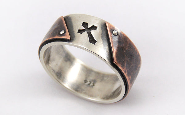 Rustic Cross Men's Ring