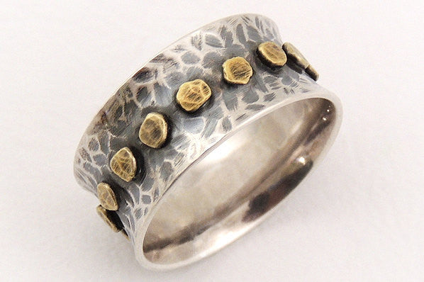 Rustic wide silver ring