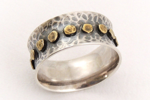 Rustic wide silver ring