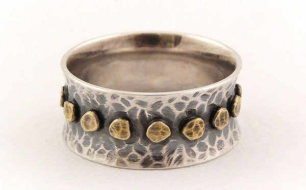 Rustic wide silver ring
