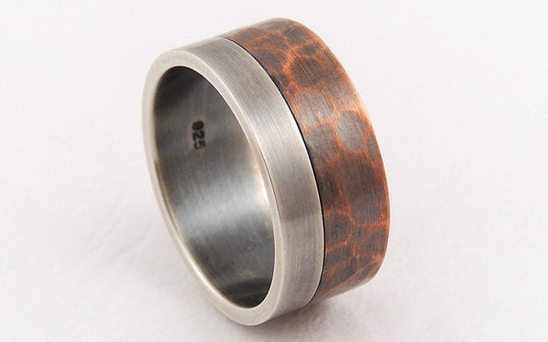 Elegant rustic wedding band ring