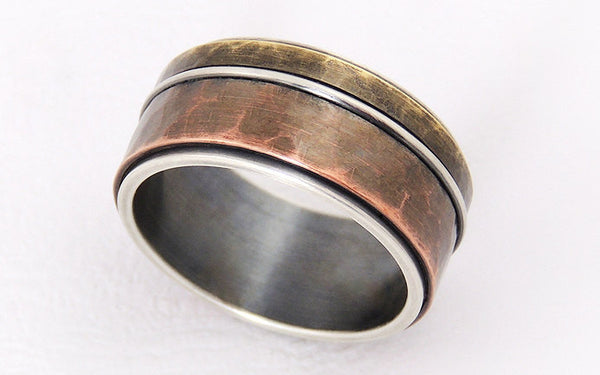 Rustic mixed metal men ring