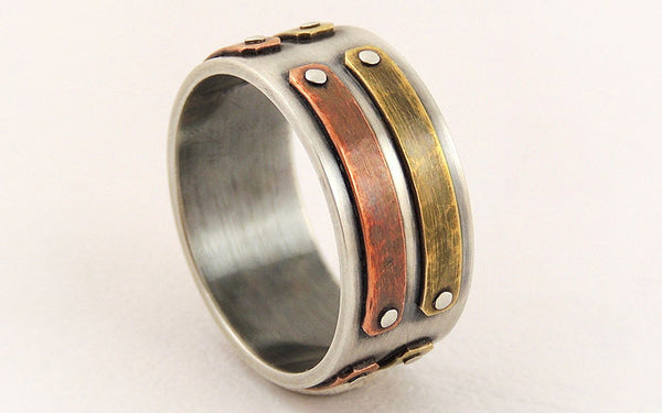 Unique silver mens ring