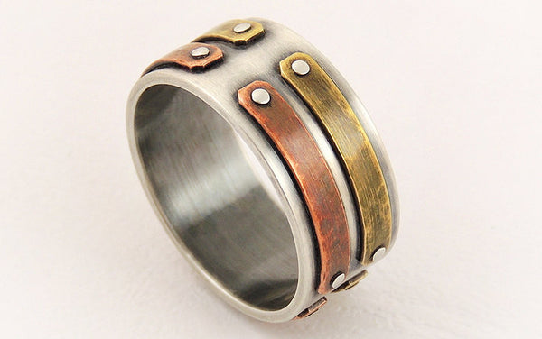Unique silver mens ring